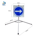 Reflective Tripod Warning Sign - Turn Right Reflective Tripod Folding Warning Sign